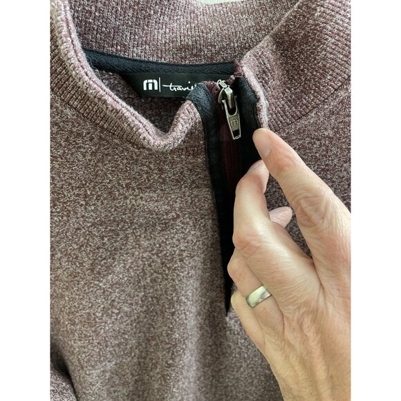 Size Small - Travis Mathew Men's Hideaway 1/4 Zip Golf Top (Heather Wine) 1MQ186 - Picture 4 of 10